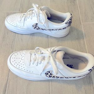 Nike Tennis Shoes with Leopard Swoosh